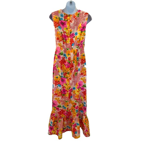 Vintage Retro Flower Power Sun Fashions of Hawaii Floral Maxi Dress Size 10 MINT - Picture 2 of 16